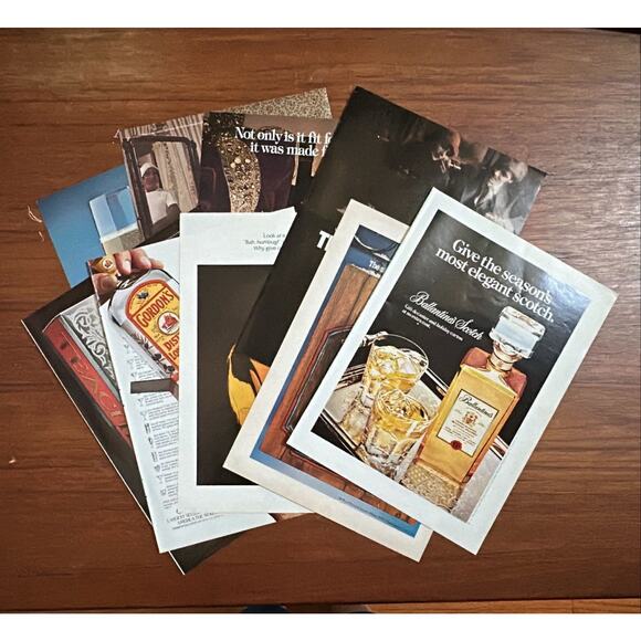 10 Print Ads 1977 Scotch Whiskey Champagne Gin - Picture 1 of 11